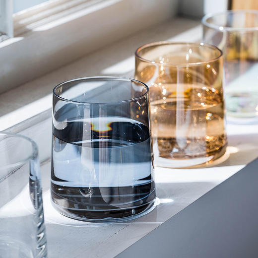 摩登主妇 炫彩离子镀玻璃杯家用威士忌酒杯透明水杯饮料果汁杯子 商品图0