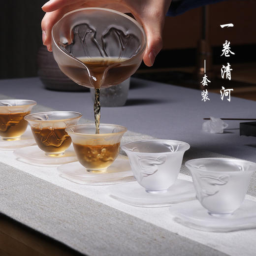 一卷清荷-套装  生动的展现 荷叶的舒展与清新 琉璃茶具 商品图1