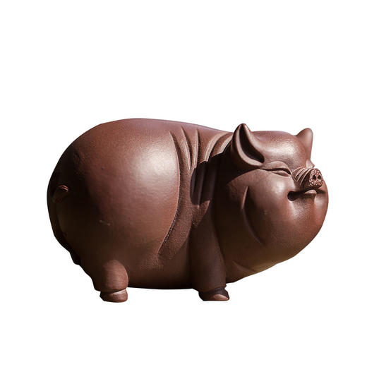 茶香记紫砂雕塑茶宠诸事如意猪造型可爱富贵装饰摆件