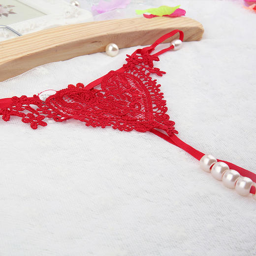 霏慕珍珠串珠按摩t裤女士内裤7107黑红粉