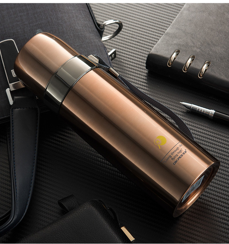 匡迪新款513号不锈钢保温杯子弹头运动商务水杯吊带礼品茶杯