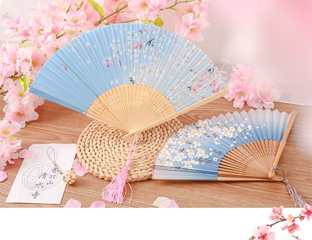日式樱花折扇创意中国风女式扇子女古风舞蹈小扇夏季折叠扇可爱