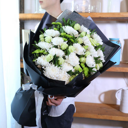 19朵33朵清明节中元节重阳节菊花祭奠扫墓花束 扫墓祭奠追悼念鲜花速递同城清明节中元节 绿韵花田鲜花店