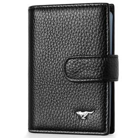 七匹狼 男士卡包卡片包 多功能多卡位银行卡夹头层牛皮信用卡套 大容量证件包 黑色3A3074231-01