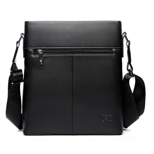 七匹狼男包单肩包男士斜挎包竖款韩版背包休闲小牛皮商务包 英伦风时尚包纯皮背包 黑色 小号1A3464051-01 商品图0