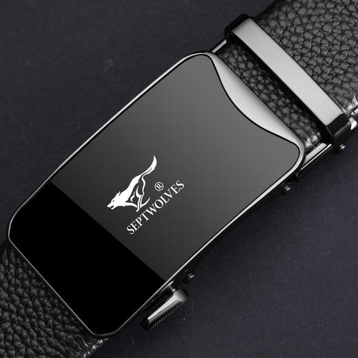 七匹狼皮带男 时尚潮流系列头层牛皮 自动扣腰带商务裤带 7A719428000-08 黑色 商品图4