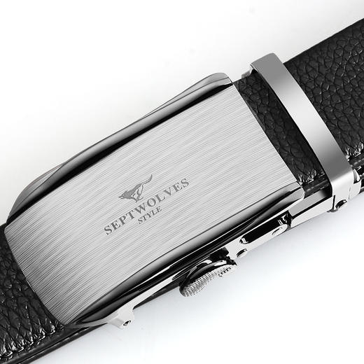 七匹狼(SEPTWOLVES)皮带男士 自动扣头层牛皮商务休闲青年裤腰带7A713045000-27黑色 商品图2