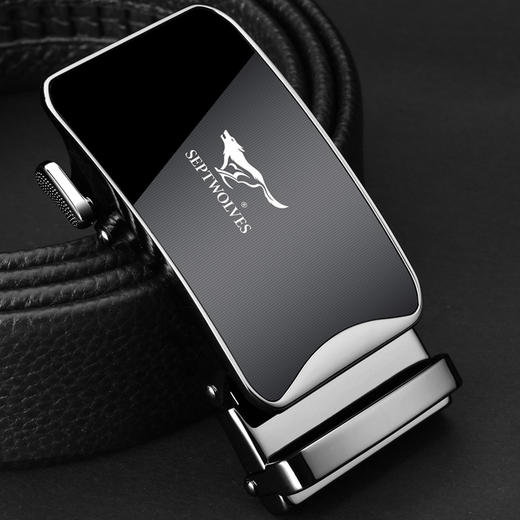 七匹狼皮带男 时尚潮流系列头层牛皮 自动扣腰带商务裤带 7A719428000-08 黑色 商品图1