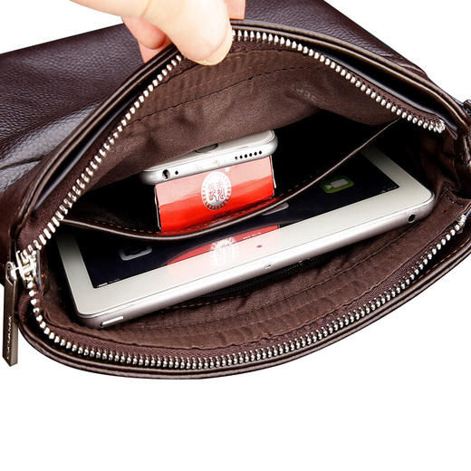 七匹狼（SEPTWOLVES）男包单肩包多功能商务休闲男士斜跨包男士时尚单肩包 啡色1A4964111-02 商品图4