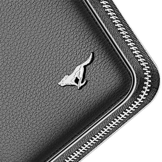 七匹狼男士手包 头层牛皮钱包多功能软皮商务男卡包手机包1A4964081-01 黑色 商品图4