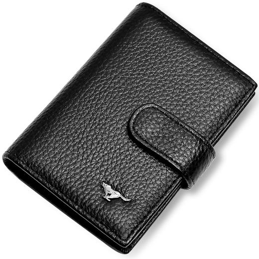 七匹狼 男士卡包卡片包 多功能多卡位银行卡夹头层牛皮信用卡套 大容量证件包 黑色3A3074231-01 商品图1