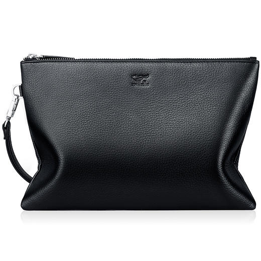 七匹狼男士手包 头层牛皮时尚潮流男包手拿包信封包1A1172102-01中号黑色 商品图0