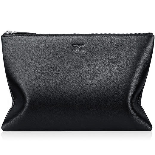 七匹狼男士手包 头层牛皮时尚潮流男包手拿包信封包1A1172101-01小号黑色 商品图1