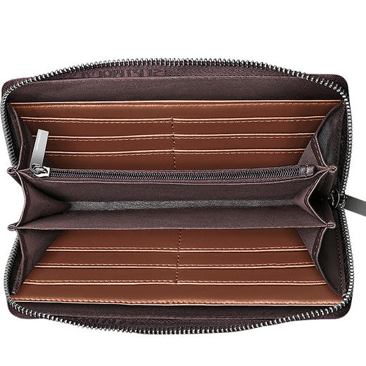 七匹狼男士手包 头层牛皮钱包多功能软皮商务男卡包手机包1A4964081-01 黑色 商品图3