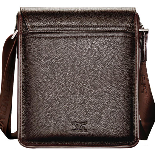 七匹狼单肩包男士斜挎包 头层牛皮背包商务电脑包时尚休闲男包 咖色1A01026A 商品图1