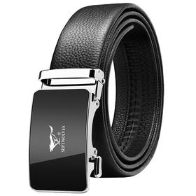 七匹狼皮带男 自动扣头层牛皮皮带商务休闲裤男腰带7A719424000-08黑色
