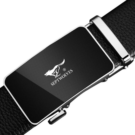 七匹狼皮带男 自动扣头层牛皮皮带商务休闲裤男腰带7A719424000-08黑色 商品图3