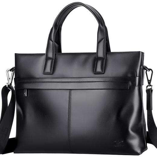 七匹狼公文包男士头层牛皮手提包 商务斜挎单肩背包 笔记本电脑包 1A3164011-01黑色 商品图0