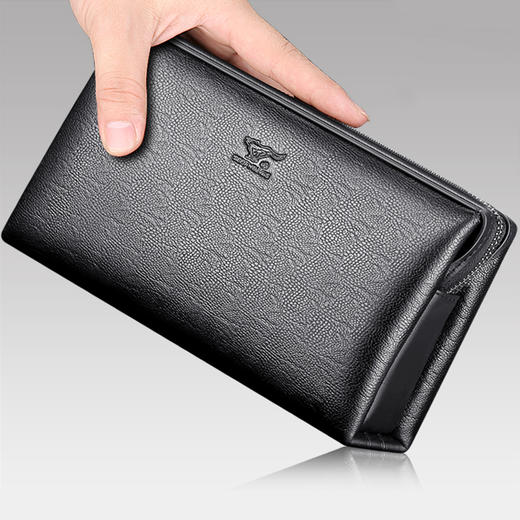 七匹狼男包 男士手包大容量商务拉链手拿包 密码锁男包1A1172162-01黑色 商品图2