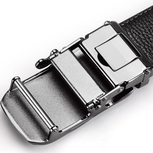 七匹狼(SEPTWOLVES)皮带男士 自动扣头层牛皮商务休闲青年裤腰带7A713045000-27黑色 商品图3