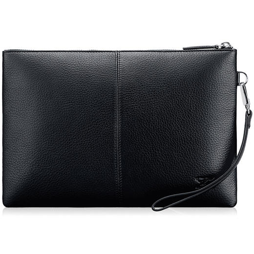 七匹狼男士手包大容量手抓包 头层牛皮时尚潮流男包手拿包信封包1A1172103-01大号黑色 商品图3