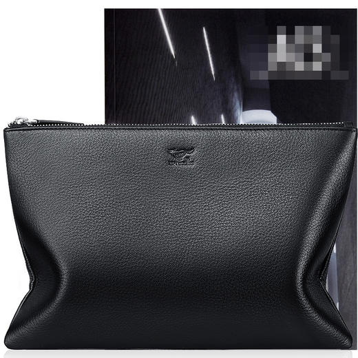 七匹狼男士手包 头层牛皮时尚潮流男包手拿包信封包1A1172101-01小号黑色 商品图4