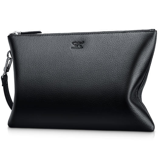 七匹狼男士手包大容量手抓包 头层牛皮时尚潮流男包手拿包信封包1A1172103-01大号黑色 商品图0