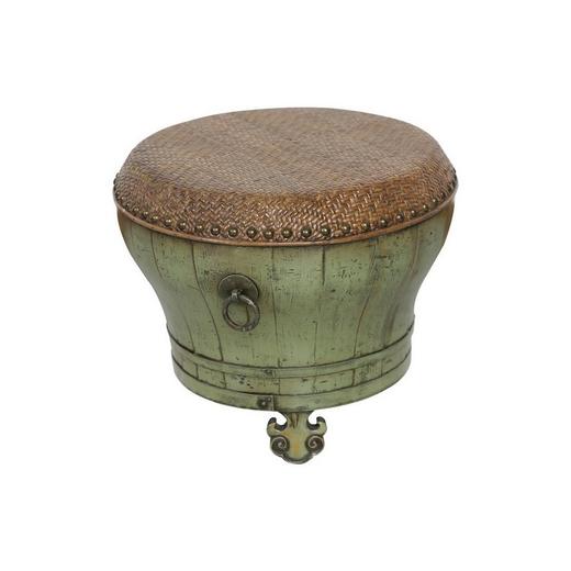 老改榆木新中式小脚盆凳小彩凳席面凳QB18040083 Modified Elm wood Small drum stool 商品图0