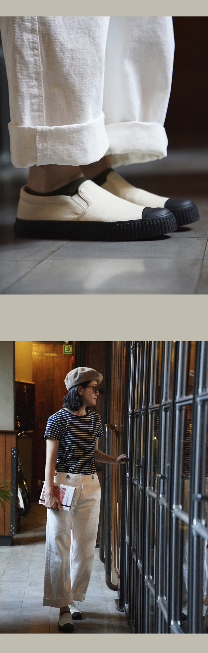 cicadahood日本冈山帆布一脚蹬系列硫化鞋 经典休闲 黑