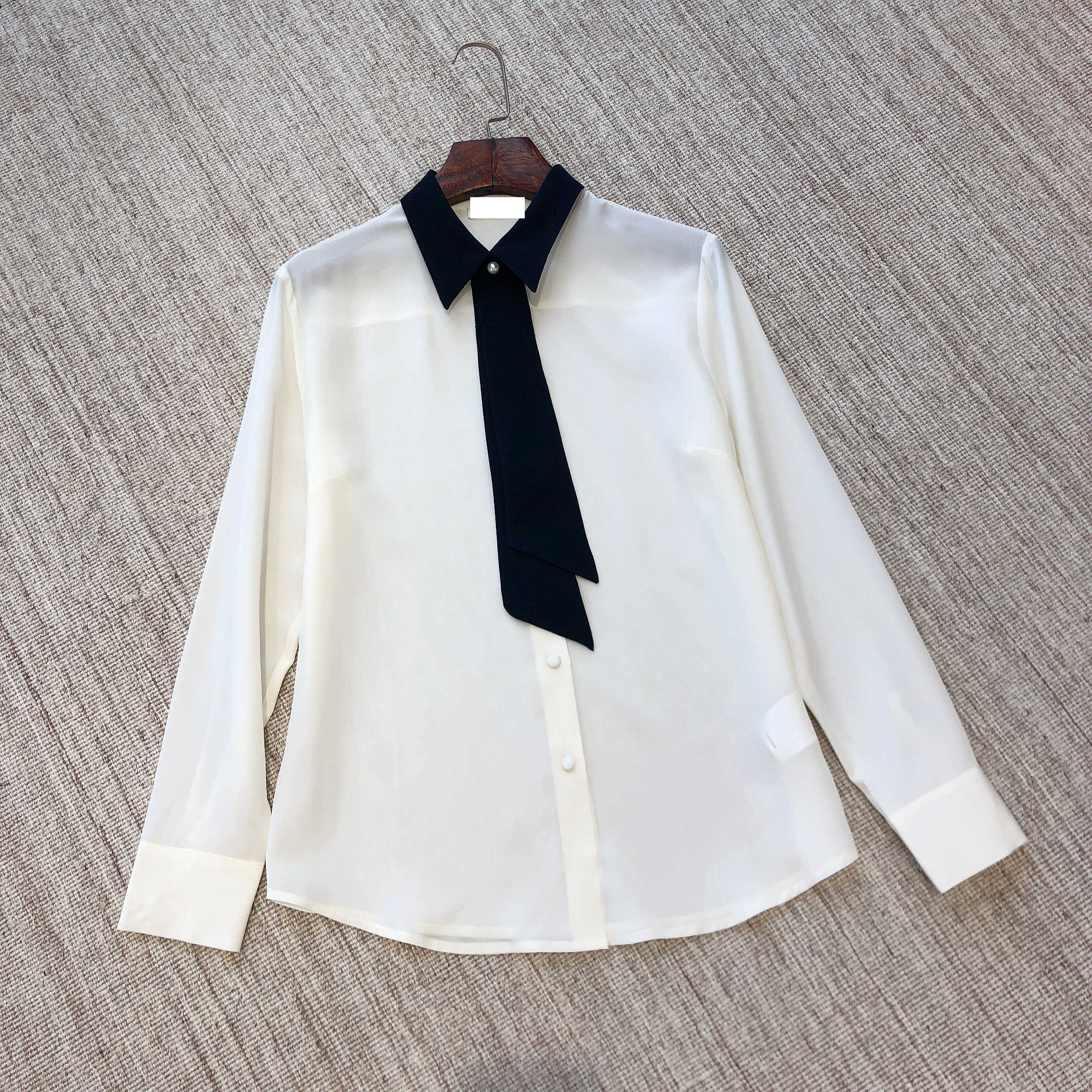 ch家黑色飘带真丝衬衫9031401