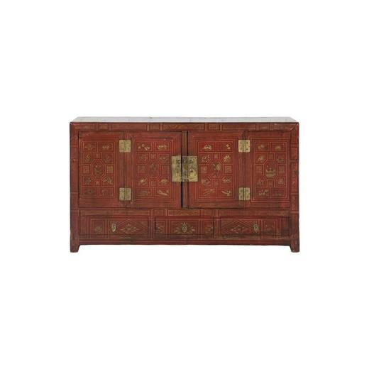 民国松木东北画柜红漆柜边柜QB18030007 Minguo Pine wood Cabinet 商品图0