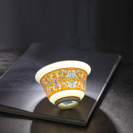 黄地珐琅彩缠碟翩舞吉祥杯5头茶具 商品图1