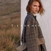 18AWDU13深栗色格纹收腰翻袖大衣 商品缩略图0