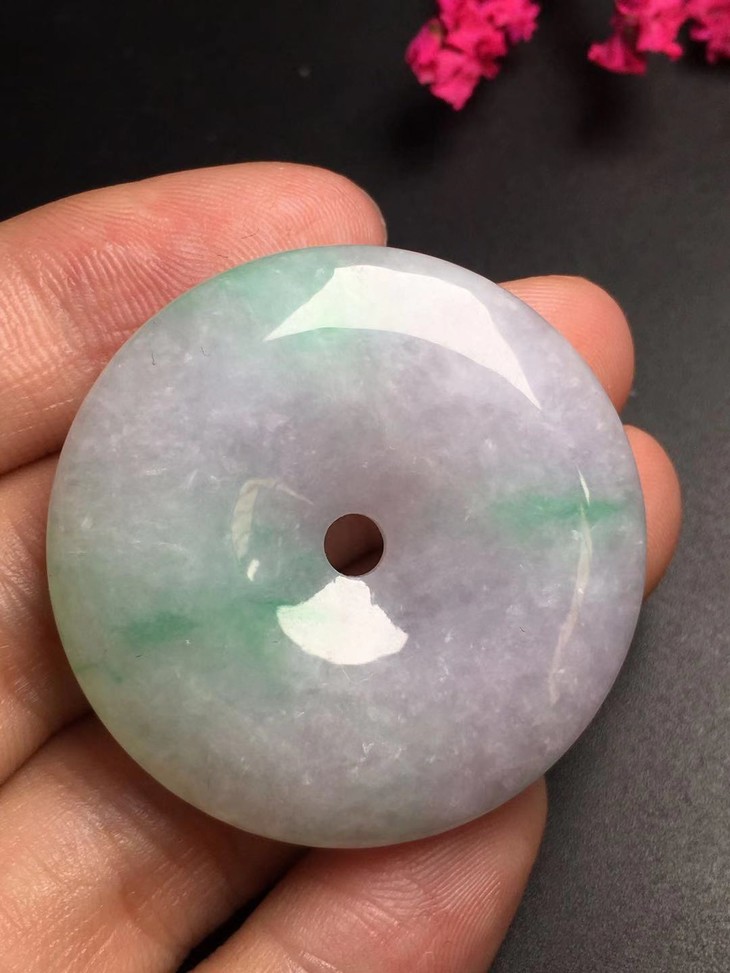 d10038翡翠淡春彩平安扣