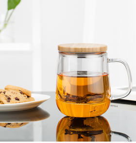 尚明玻璃茶杯 可过滤 办公室花茶杯 380ml