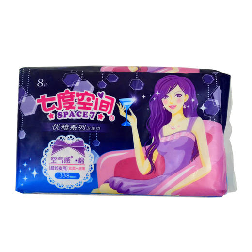 七度空间优雅丝柔夜用卫生巾338mm8片QUC8808 商品图0