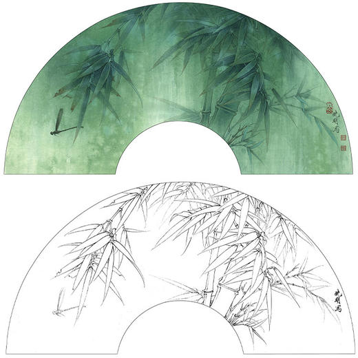 李晓明工笔花鸟白描底稿-竹海清音-有步骤图及文字解析-kb40