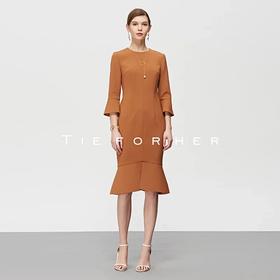 19SSDU152甜橘色鱼尾连衣裙