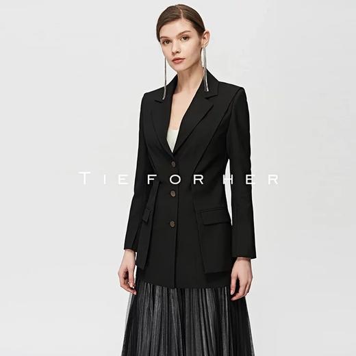 19SSDU154炭晶黑假两层银色纱裙两件套 商品图2