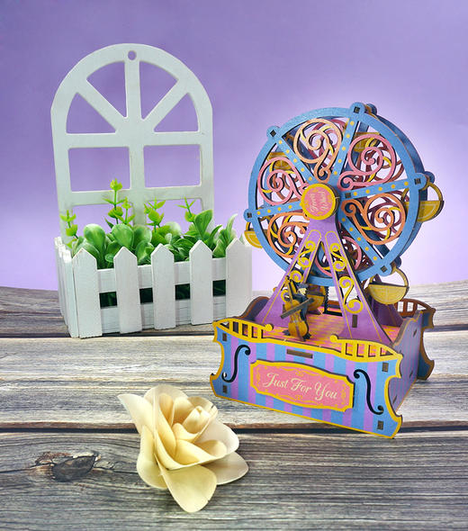 同趣浪漫摩天轮拼装八音盒