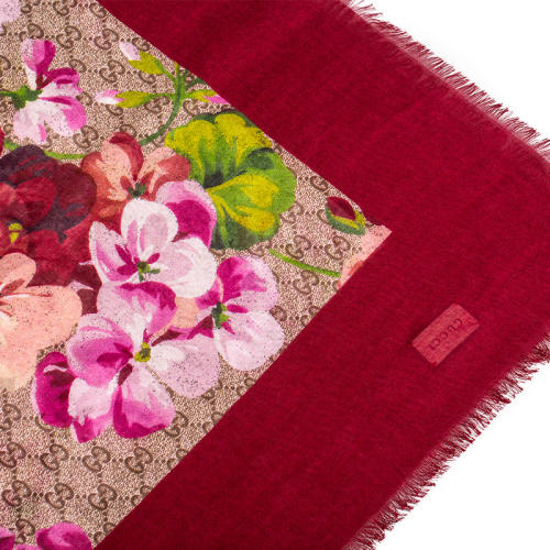 gucci双g天竺葵大方巾货号125167