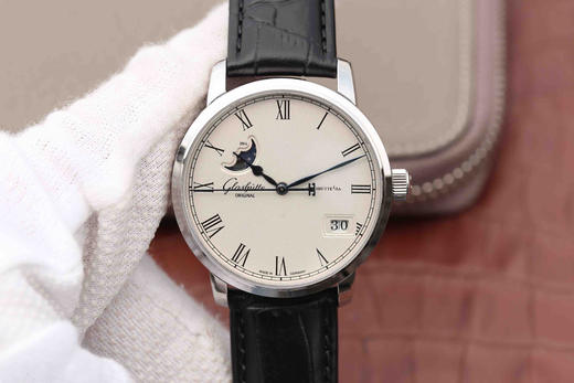 F格拉苏蒂原创议员大日历月相腕表100-04-32-12-04 。直径40mmx厚11mm。男士手表，皮表带，自动机械机芯，透底 商品图1