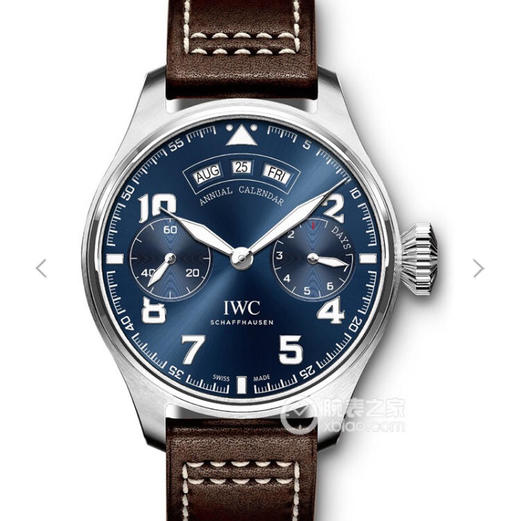 万国大型飞行员系列IW502703。年历大飞全真功能，7天动能 Big Pilot 年历表 表为基础，最特别之处是将整个金质摆陀雕刻成 小王子站在星球上 表壳采用了316L钢电18k金 46mm 商品图0