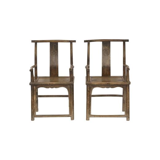 清晚期榆木明清老家具扶手椅（对）椅子官帽椅Q1603002960 Antique Elm wood Pair of chair 商品图0