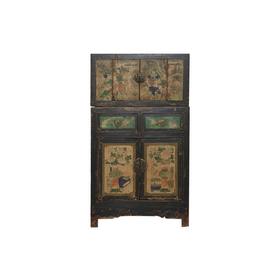 清晚期杨木中式古董家具五彩顶箱柜中号柜柜子Q11090041400