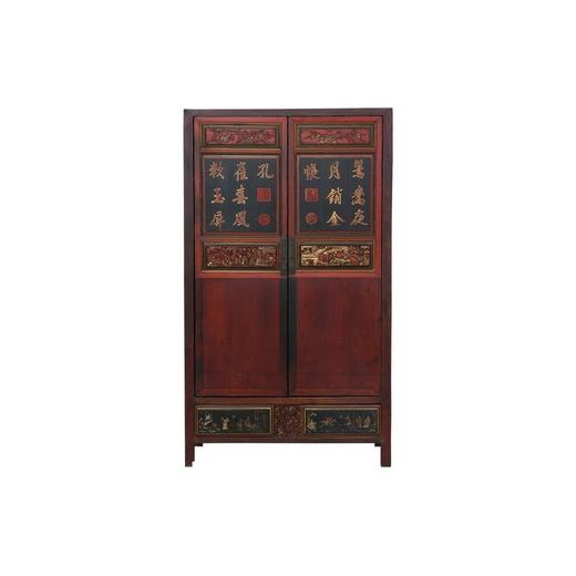 清晚期楠木古董家具红漆大柜衣柜书柜Q0504112460 Antique Cedar wood Red lacquer cabinet 商品图0