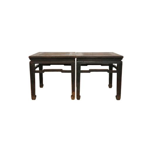 清晚期榆木中式古董家具方凳（对）凳子边几QB17100025 商品图3