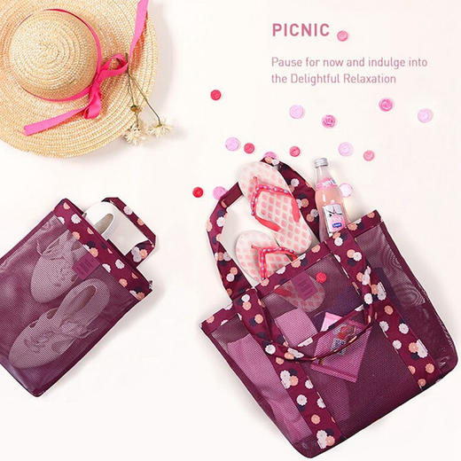 户外旅行收纳袋沙滩网袋单肩大容量多功能收纳包 商品图1