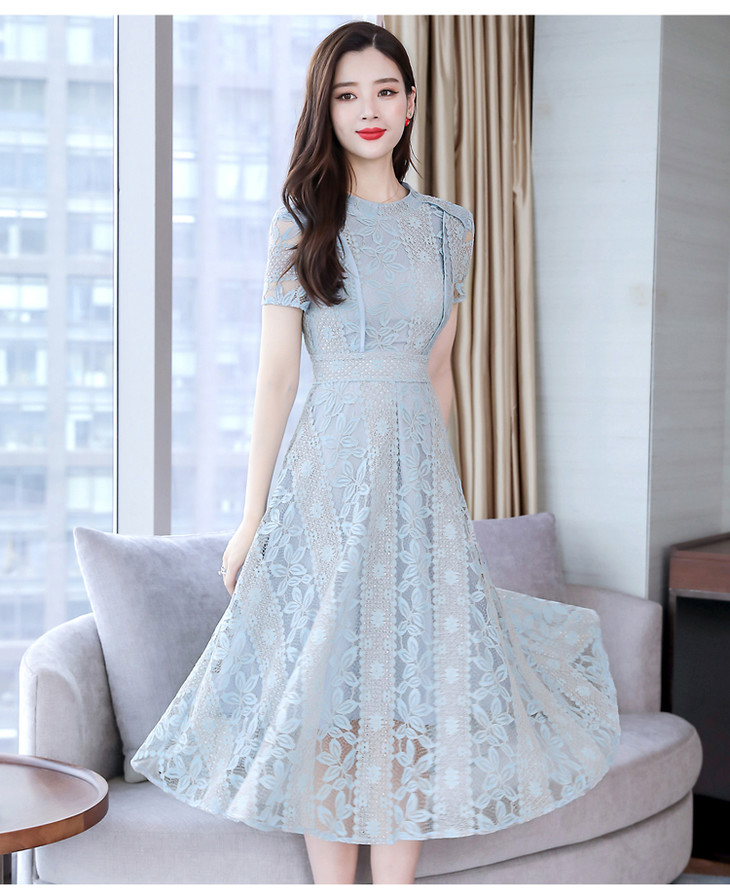 513下架dsd短袖蕾丝连衣裙2019新款中长款气质长裙潮nrh2105