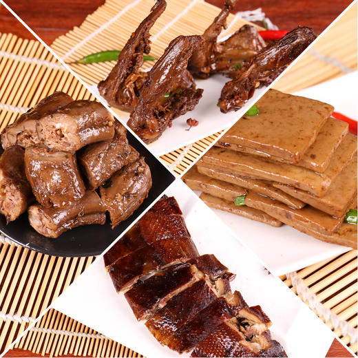 【锁鲜装包顺丰】卤烤鸭238g*1+麻辣鸭锁骨200g*1+鸭脖156g*2+豆干145g*1 商品图3